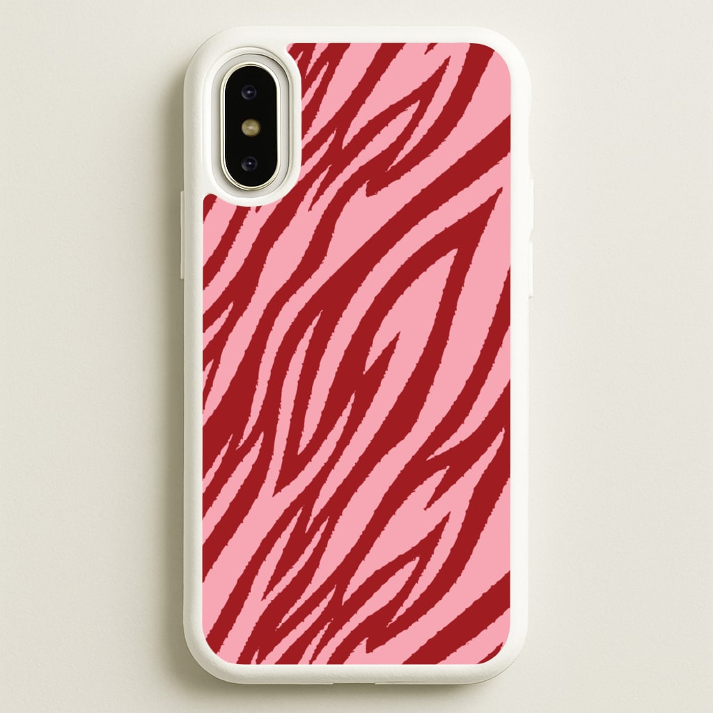 Red And Pink Tiger Print  - Animal Patterns Phone Case for iPhone X / XS