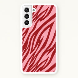 Red And Pink Tiger Print  - Animal Patterns Phone Case for Galaxy S21FE