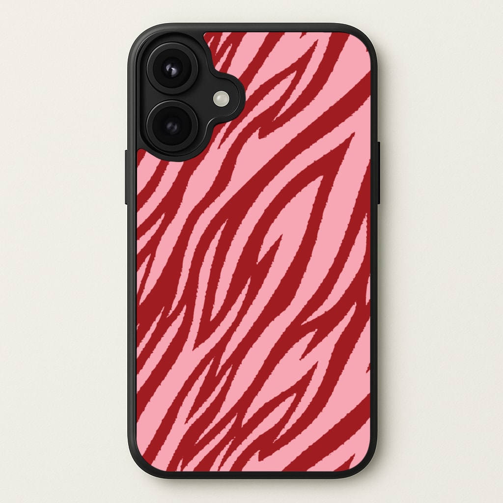 Red And Pink Tiger Print Phone Case for iPhone 17