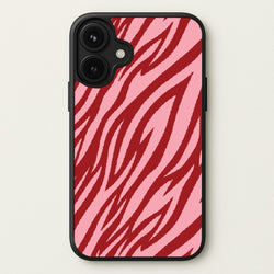 Red And Pink Tiger Print Phone Case for iPhone 17