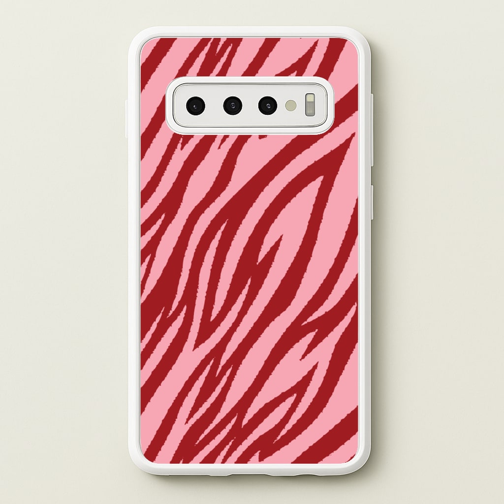Red And Pink Tiger Print  - Animal Patterns Phone Case for Galaxy S10