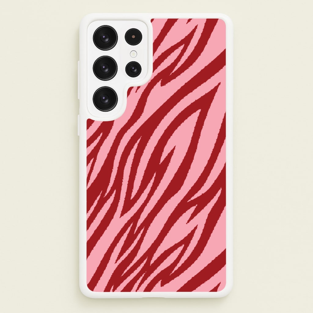 Red And Pink Tiger Print  - Animal Patterns Phone Case for Galaxy S22 Ultra