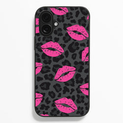 Pink Lipstick Cheetah Print  - Animal Patterns Phone Case for iPhone 16 Plus