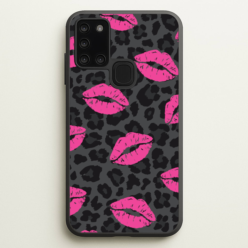 Pink Lipstick Cheetah Print  - Animal Patterns Phone Case for Galaxy A21s