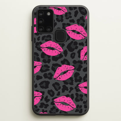 Pink Lipstick Cheetah Print  - Animal Patterns Phone Case for Galaxy A21s
