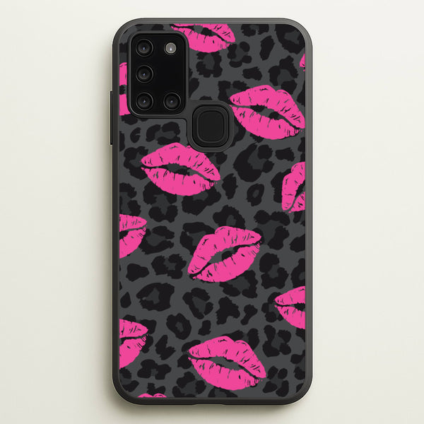 Pink Lipstick Cheetah Print  - Animal Patterns Phone Case for Galaxy A21s
