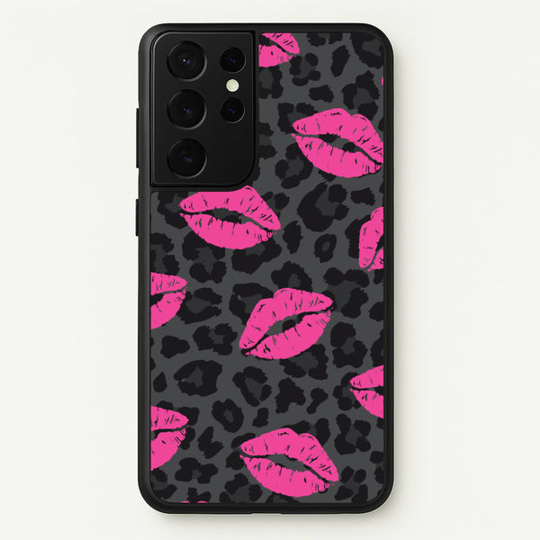 Pink Lipstick Cheetah Print  - Animal Patterns Phone Case for Galaxy S21 Ultra