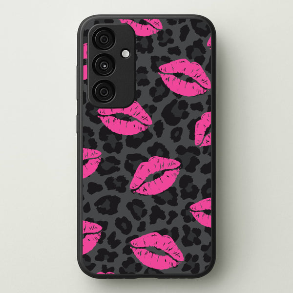 Pink Lipstick Cheetah Print  - Animal Patterns Phone Case for Galaxy A15