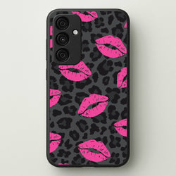 Pink Lipstick Cheetah Print  - Animal Patterns Phone Case for Galaxy A55