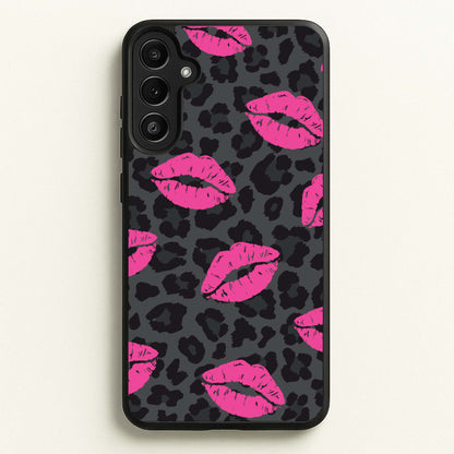 Pink Lipstick Cheetah Print  - Animal Patterns Phone Case for Galaxy A34