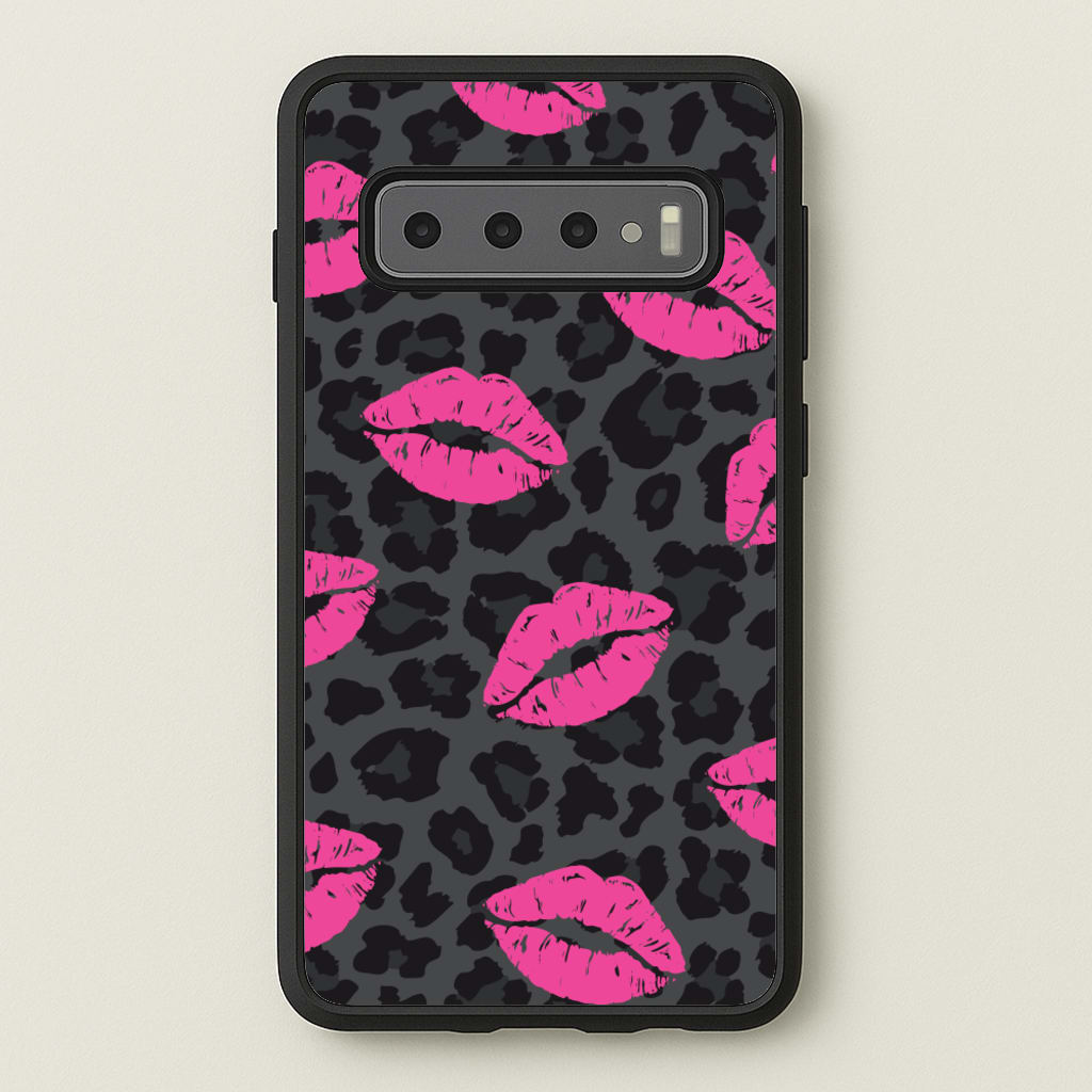 Pink Lipstick Cheetah Print  - Animal Patterns Phone Case for Galaxy S10
