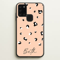 Personalised Name Cheetah Print  - Animal Patterns Phone Case for Galaxy A21s