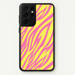 Neon Zebra Print  - Animal Patterns Phone Case for Galaxy S21 Ultra