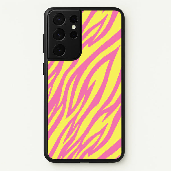 Neon Zebra Print  - Animal Patterns Phone Case for Galaxy S21 Ultra