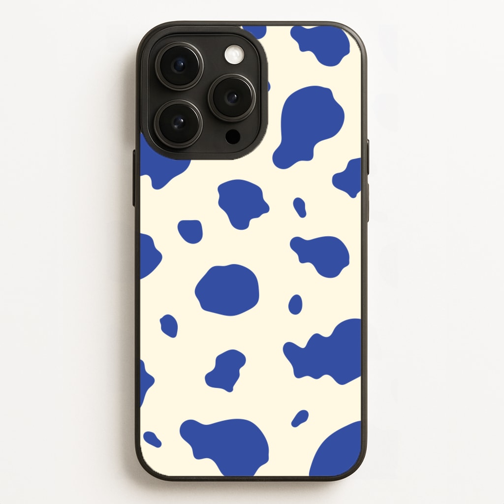 Blue Cow Print Phone Case