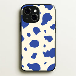Blue Cow Print  - Animal Patterns Phone Case for iPhone 15 Plus