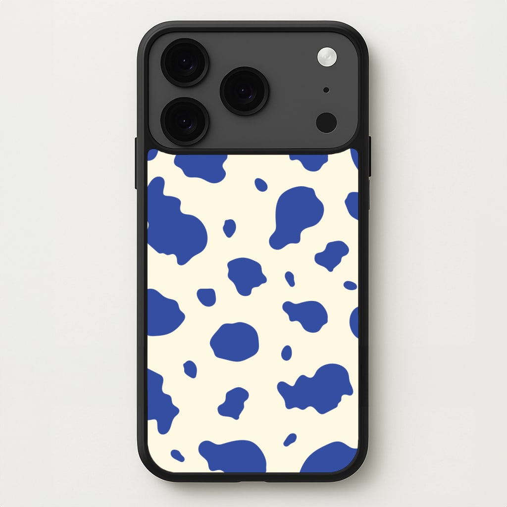 Blue Cow Print Phone Case for iPhone 17 Pro