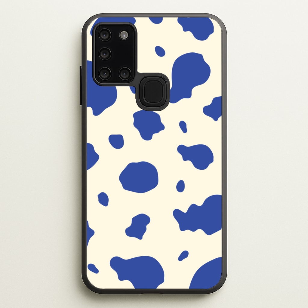 Blue Cow Print  - Animal Patterns Phone Case for Galaxy A21s