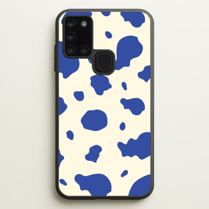 Blue Cow Print  - Animal Patterns Phone Case for Galaxy A21s