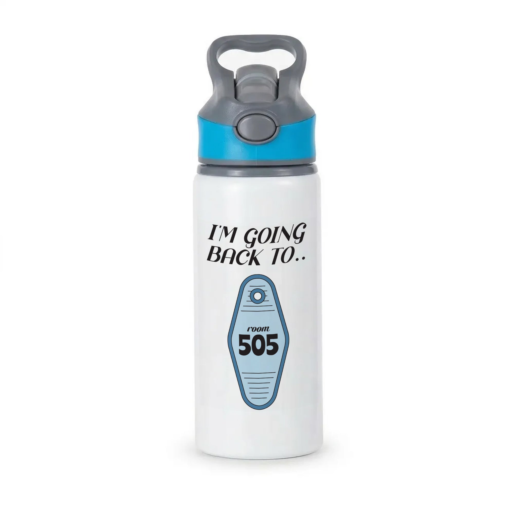 I'm Going Back To 505 Keyring Active Water Bottle - Blue