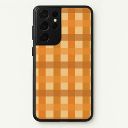 Orange Plaid Pattern- Autumn  - Autumn Phone Case for Galaxy S21 Ultra