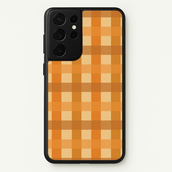 Orange Plaid Pattern- Autumn  - Autumn Phone Case for Galaxy S21 Ultra