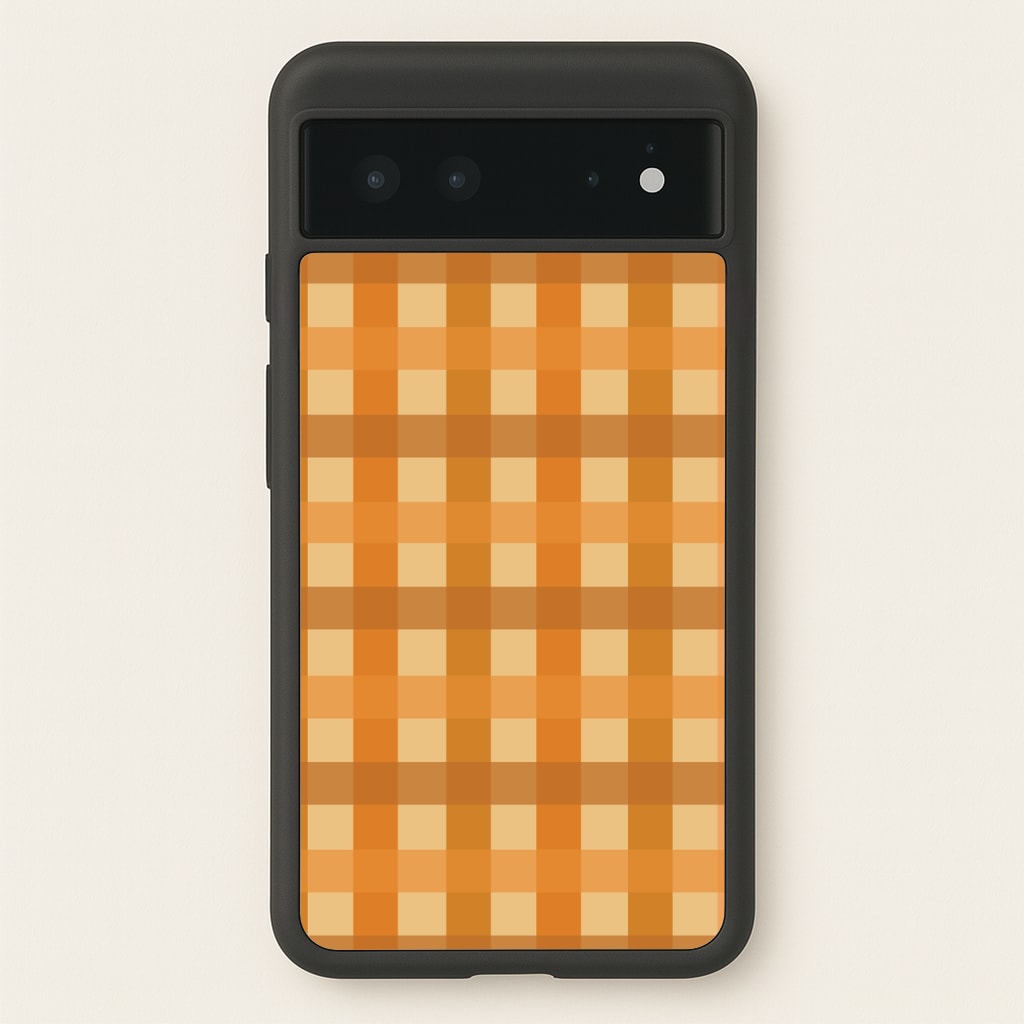 Orange Plaid Pattern- Autumn  - Autumn Phone Case for Google Pixel 6
