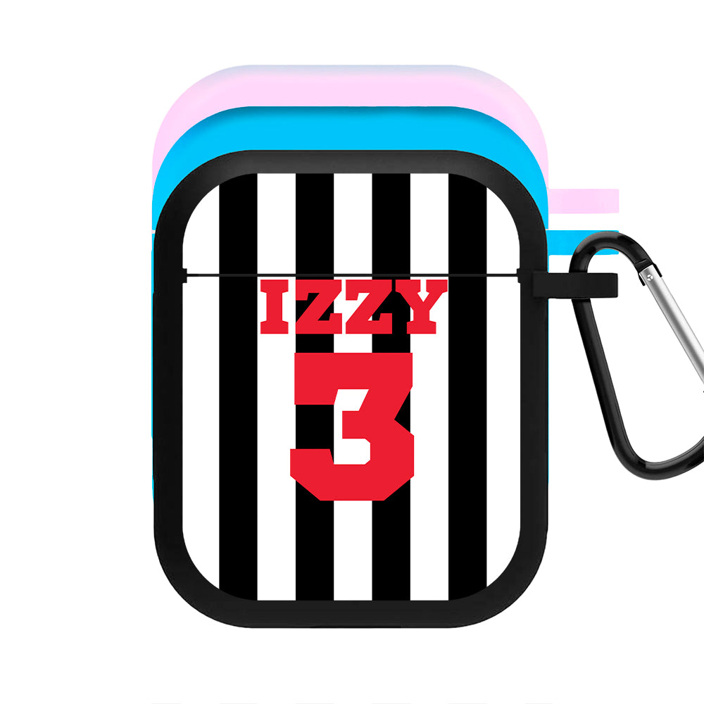 Black And White Stripes - Personalised Football   AirPods Case