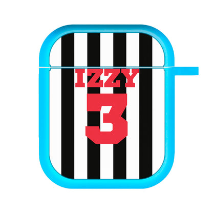 Black And White Stripes - Personalised Football   AirPods Case