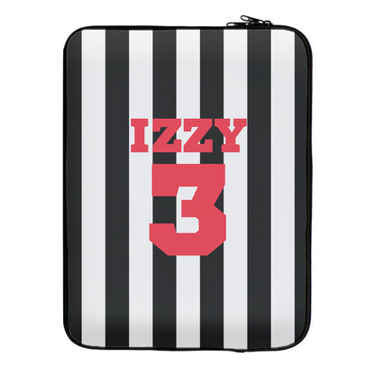 Black And White Stripes - Personalised Football   Laptop Sleeve