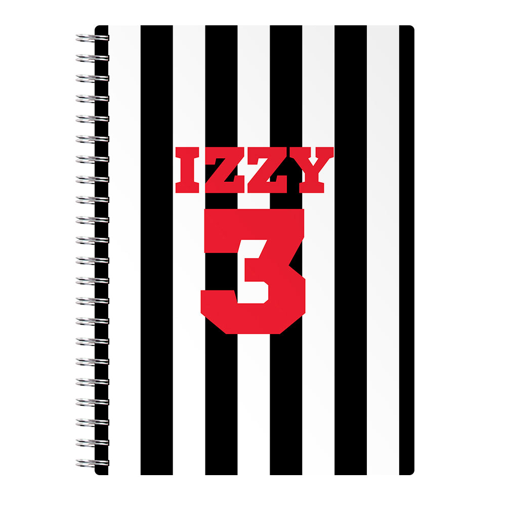 Black And White Stripes - Personalised Football   Notebook