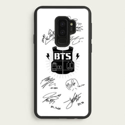 White K-Pop Band Army Logo and Signatures  - BTS Phone Case for Galaxy S9 Plus