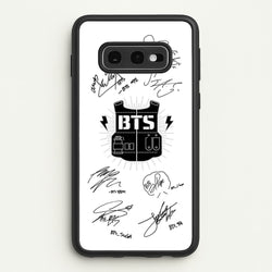 White K-Pop Band Army Logo and Signatures  - BTS Phone Case for Galaxy S10e