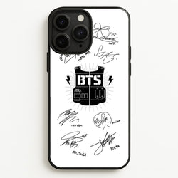 White K-Pop Band Army Logo and Signatures  - BTS Phone Case for iPhone 11 Pro Max
