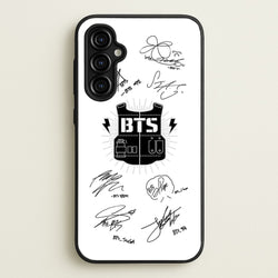 White K-Pop Band Army Logo and Signatures  - BTS Phone Case for Galaxy A54