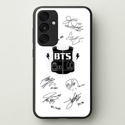 White K-Pop Band Army Logo and Signatures  - BTS Phone Case for Galaxy A35