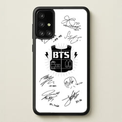 White K-Pop Band Army Logo and Signatures  - BTS Phone Case for Galaxy A71