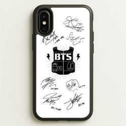 White K-Pop Band Army Logo and Signatures  - BTS Phone Case for iPhone X / XS