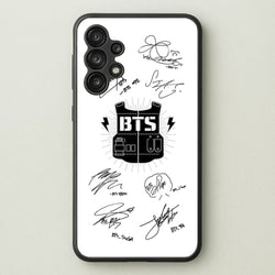 White K-Pop Band Army Logo and Signatures  - BTS Phone Case for Galaxy A13