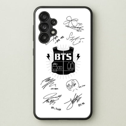 White K-Pop Band Army Logo and Signatures  - BTS Phone Case for Galaxy A13