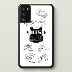 White K-Pop Band Army Logo and Signatures  - BTS Phone Case for Galaxy S20FE