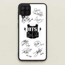 White K-Pop Band Army Logo and Signatures  - BTS Phone Case for Galaxy A12