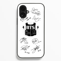 White K-Pop Band Army Logo and Signatures Phone Case