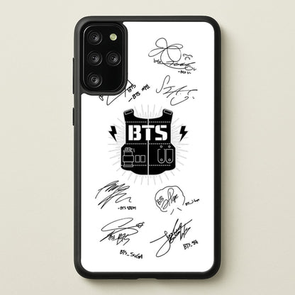 White K-Pop Band Army Logo and Signatures  - BTS Phone Case for Galaxy S20 Plus