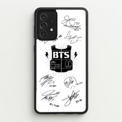 White K-Pop Band Army Logo and Signatures  - BTS Phone Case for Galaxy A52 / A52s