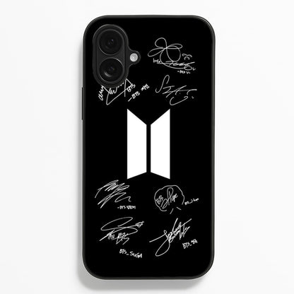 Black K-Pop Band Logo and Signatures Phone Case