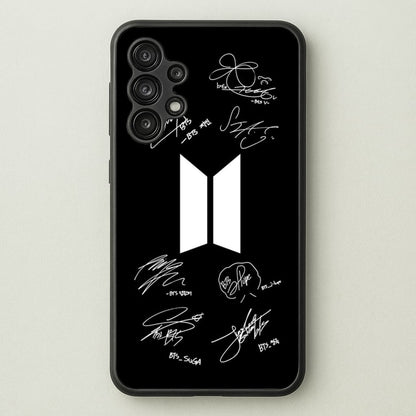 Black K-Pop Band Logo and Signatures  - BTS Phone Case for Galaxy A13