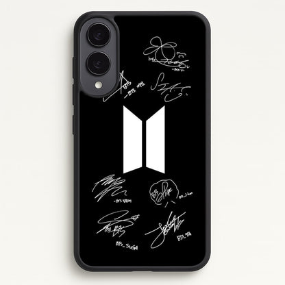 Black K-Pop Band Logo and Signatures  - BTS Phone Case for Galaxy S25 Edge