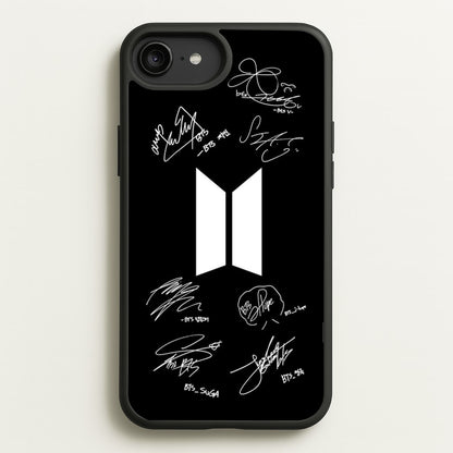 Black K-Pop Band Logo and Signatures  - BTS Phone Case for iPhone 6 Plus / 7 Plus / 8 Plus