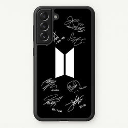 Black K-Pop Band Logo and Signatures  - BTS Phone Case for Galaxy S21
